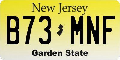 NJ license plate B73MNF