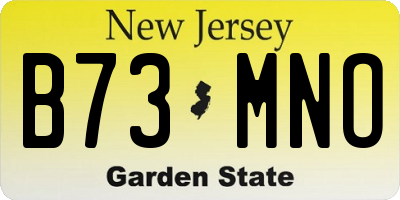 NJ license plate B73MNO