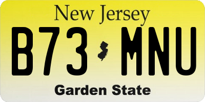 NJ license plate B73MNU