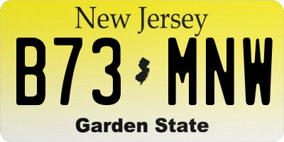 NJ license plate B73MNW