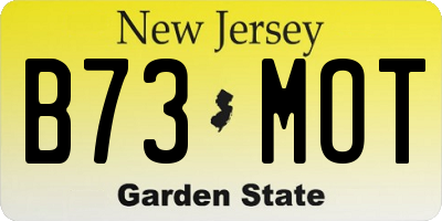 NJ license plate B73MOT