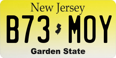 NJ license plate B73MOY