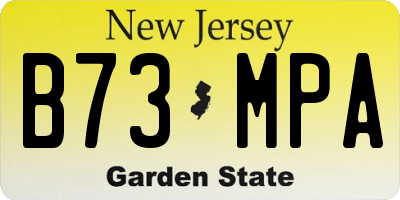 NJ license plate B73MPA
