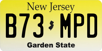 NJ license plate B73MPD