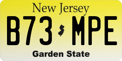 NJ license plate B73MPE