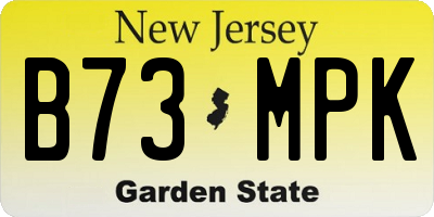 NJ license plate B73MPK