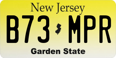NJ license plate B73MPR