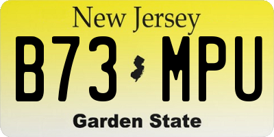 NJ license plate B73MPU