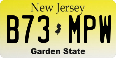 NJ license plate B73MPW