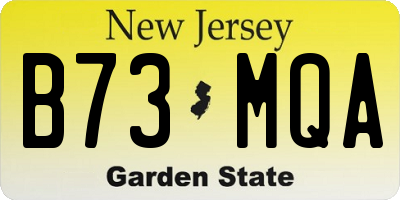 NJ license plate B73MQA