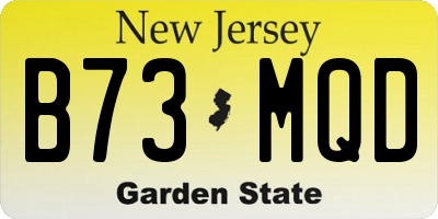 NJ license plate B73MQD