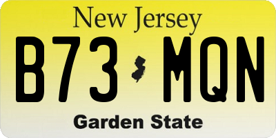 NJ license plate B73MQN