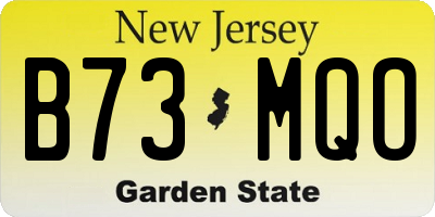 NJ license plate B73MQO