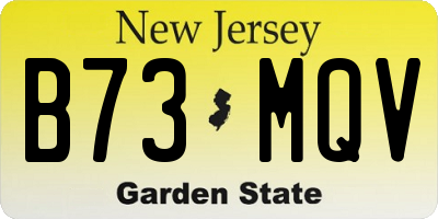 NJ license plate B73MQV
