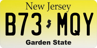 NJ license plate B73MQY