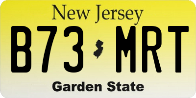 NJ license plate B73MRT