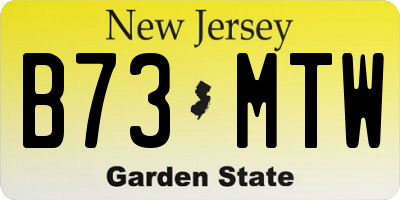 NJ license plate B73MTW
