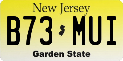 NJ license plate B73MUI