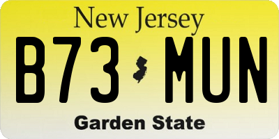 NJ license plate B73MUN