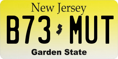 NJ license plate B73MUT