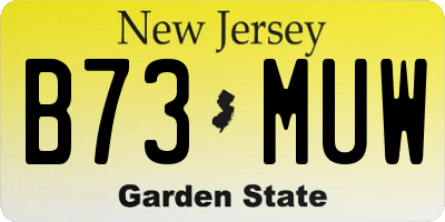 NJ license plate B73MUW