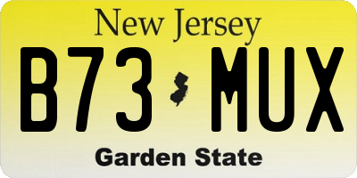 NJ license plate B73MUX