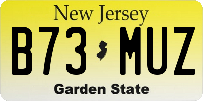 NJ license plate B73MUZ