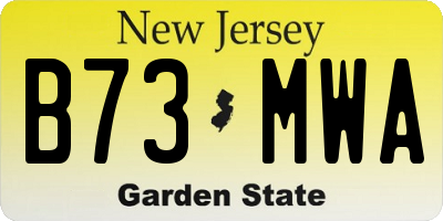 NJ license plate B73MWA