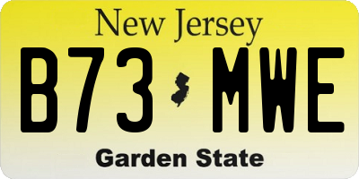 NJ license plate B73MWE