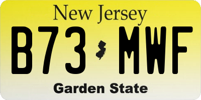 NJ license plate B73MWF