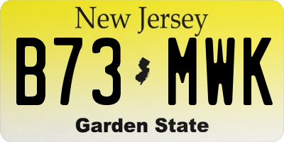 NJ license plate B73MWK