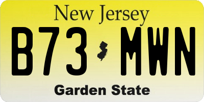 NJ license plate B73MWN