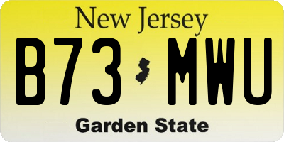NJ license plate B73MWU