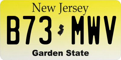 NJ license plate B73MWV