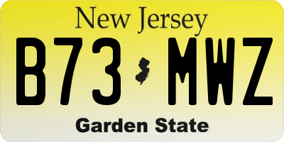 NJ license plate B73MWZ