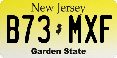 NJ license plate B73MXF