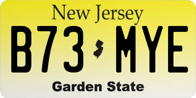 NJ license plate B73MYE
