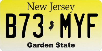 NJ license plate B73MYF