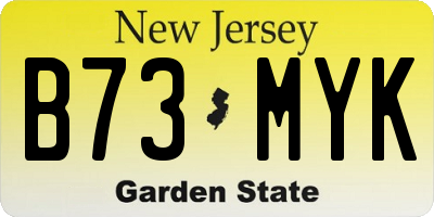 NJ license plate B73MYK