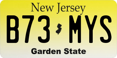 NJ license plate B73MYS