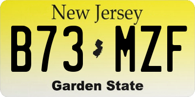 NJ license plate B73MZF