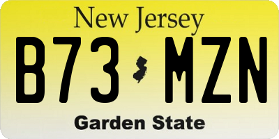 NJ license plate B73MZN