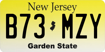 NJ license plate B73MZY