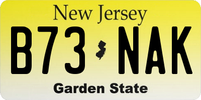 NJ license plate B73NAK