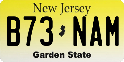 NJ license plate B73NAM