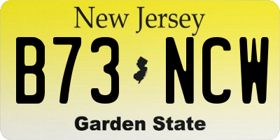 NJ license plate B73NCW