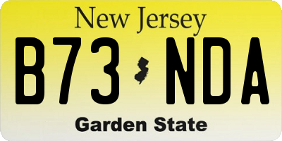 NJ license plate B73NDA