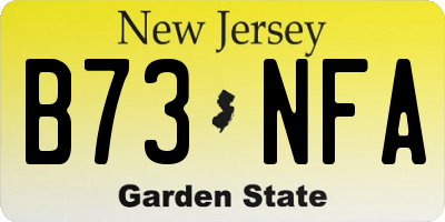 NJ license plate B73NFA
