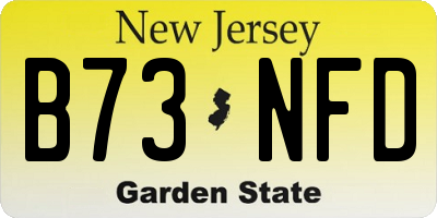 NJ license plate B73NFD