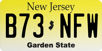 NJ license plate B73NFW